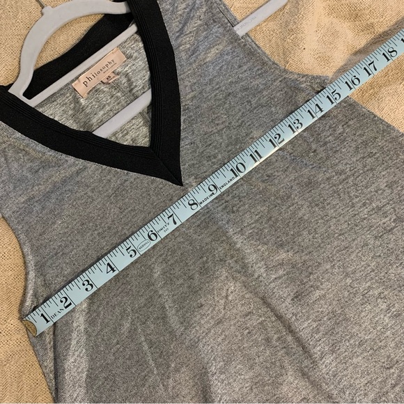 Philosophy metallic sleeveless tunic top silver & grey marled V-neck long flowy - Picture 5 of 13